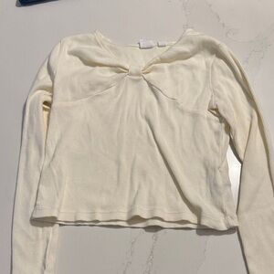 GAP kids Cream Long Sleeve Top with Bow Detail